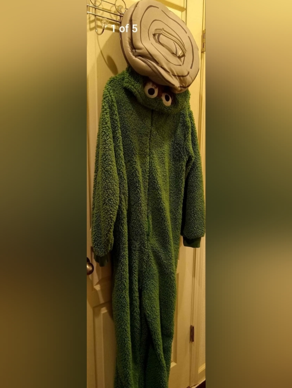 Sesame Street Oscar Green Plush One-Piece Costume with Hood and Eyes